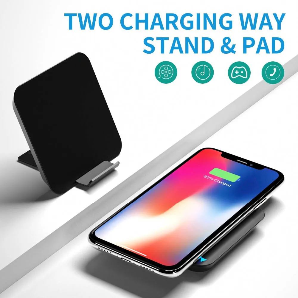 5 Вт 10 Qi Беспроводное зарядное устройство для iPhone XS/XR/8 Plus Samung Galaxy S9 быстрая