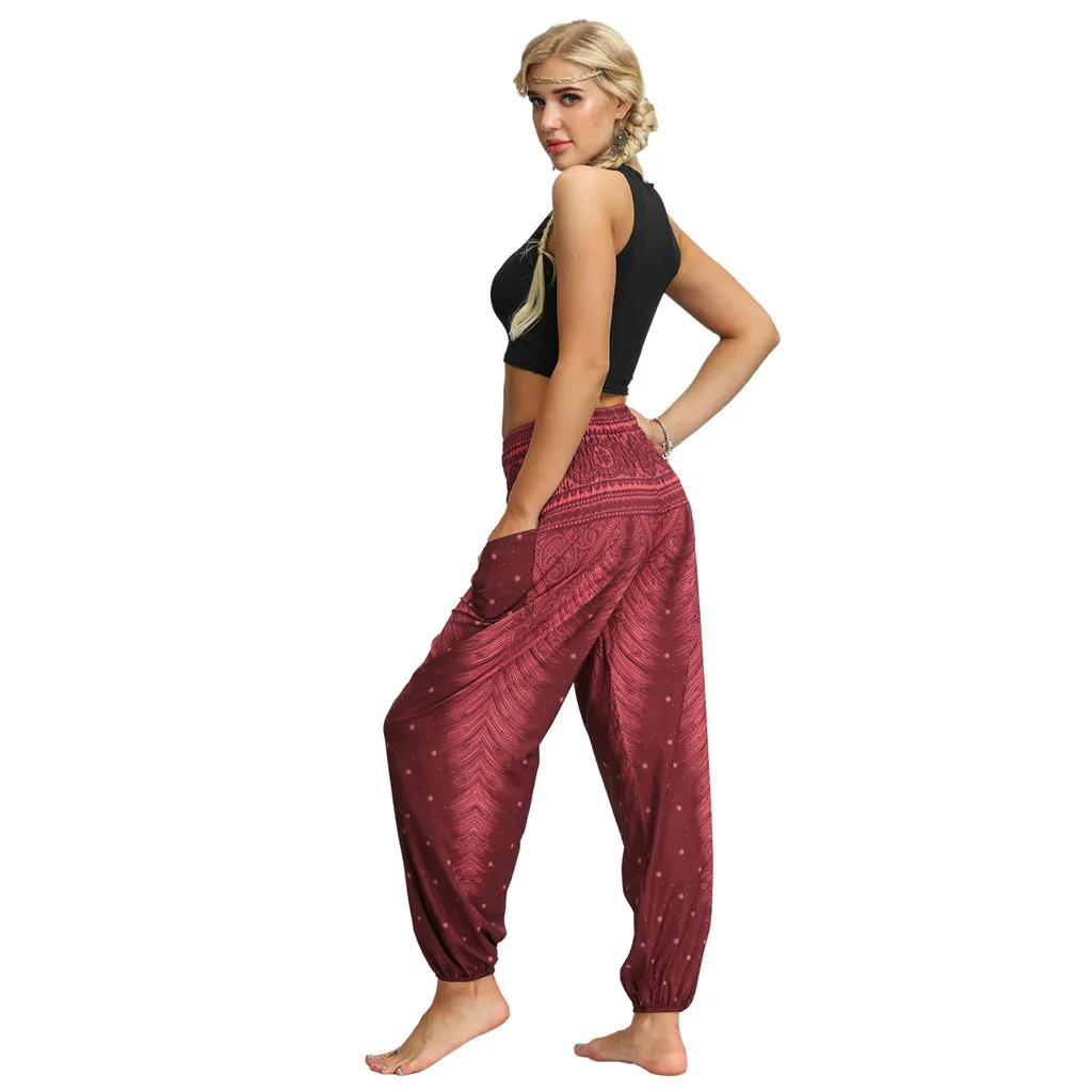 Повседневные свободные женские шаровары, панталоны mujer pantalones de mujer, уличная одежда, хиппи, мешковатые Boho шаровары Z4