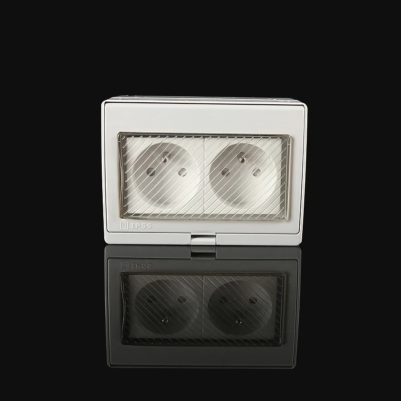 2 Socket IP55 водонепроницаемый пыленепроницаемый наружный настенный розетка с крышкой 110~ 250 В Франция стандартный разъем питания - Тип: 2 Socket