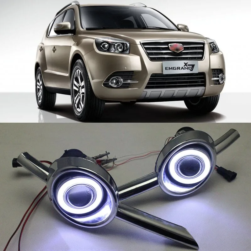Для Geely Emgrand X7 GX7 2016 белый Ангельские глазки DRL желтый сигнал светильник H3