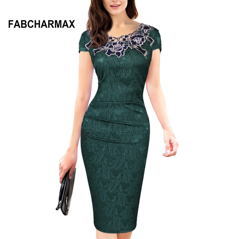 Женское плиссированное платье с вышивкой винтажное платье-карандаш круглым