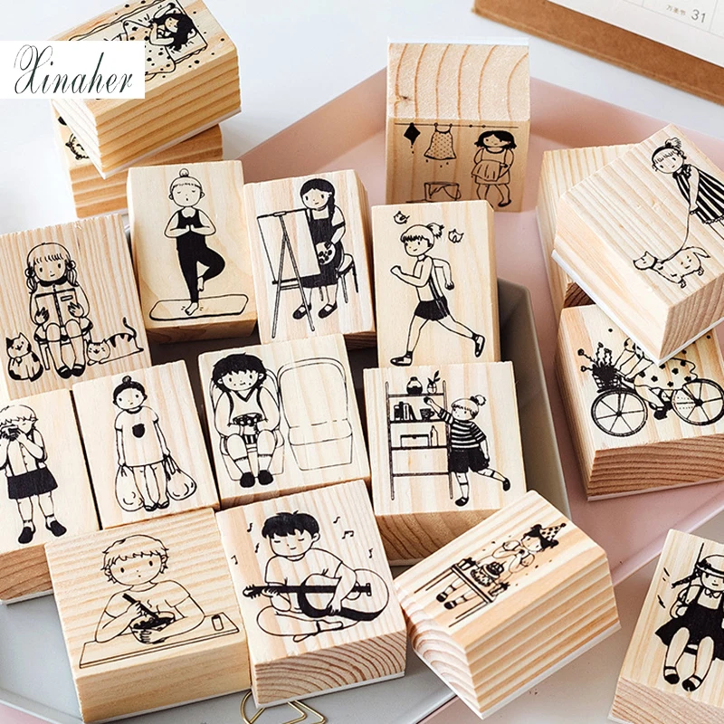 XINAHER милый повседневной жизни украшения Штамп DIY craft Деревянные и резиновые