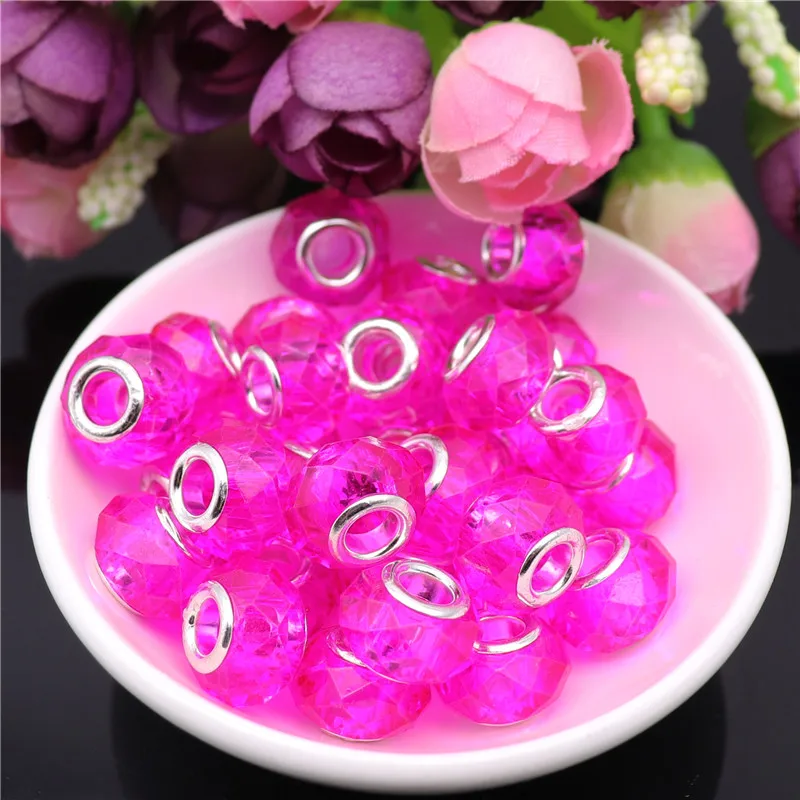 

10Pcs Red Blue Mix Color Round 5mm Big Hole Crystal Murano Spacer Glass Beads fit for Pandora Charm Bracelet for Jewelry Making