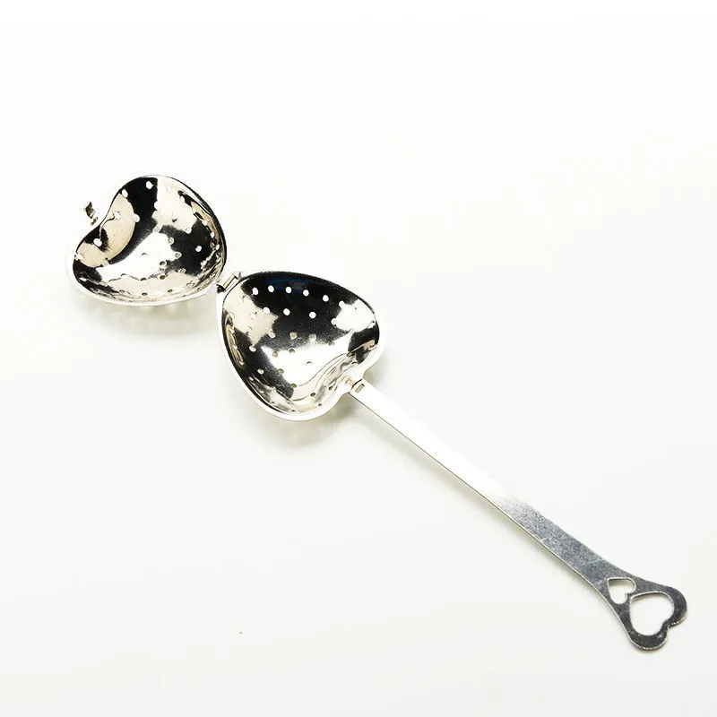 Stainless Steel Handle Shower Ice Cream Tea Coffee Strainer Spoons Heart Shape Tea Infuser Spoon Strainer Steeper