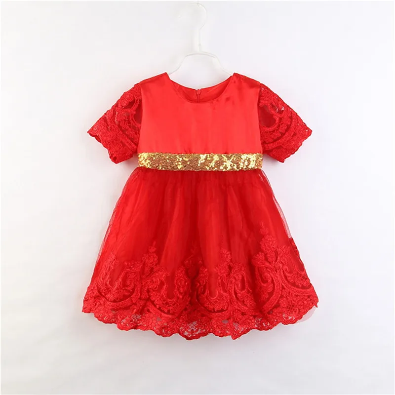 Children Baby Girls Dress Summer Short Sleeve Round Neck Lace Kids Princess Wedding Party Formal Gown Tulle Dresses 1-6Y | Детская