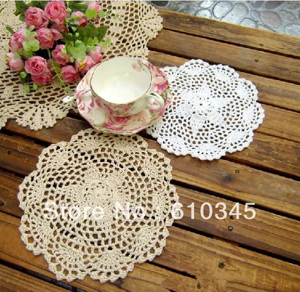 Бесплатная доставка хлопок Doily ручная работа вязание крючком doily/коврик для чашки