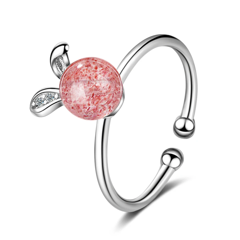 Милый кроличий кольцо с розовым кристаллом, украшением в виде ушек кролика для девочек, оптовая продажа из серебра 925.