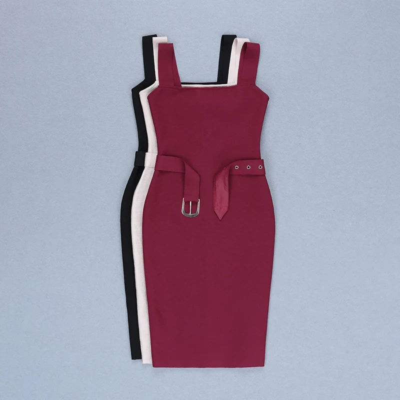 Бандажное платье для женщин Спагетти ремень цвет красного вина Черный Хаки Bodycon