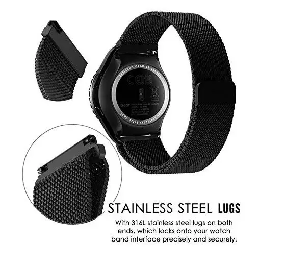 Ремешок для часов Samsung Gear S2/S3 классические Смарт часы 20 мм 22 размер нержавеющая