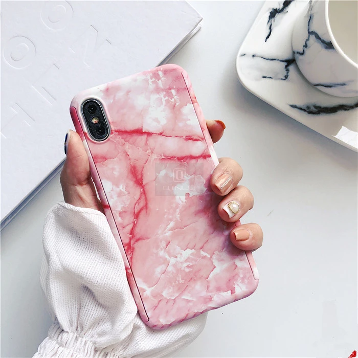 QINUO чехол для телефона с мраморным камнем на 360 градусов для iPhone 11 Pro Max X XR XS Max 6 6S 7 8 Plus 5 5S SE чехол из закаленного стекла