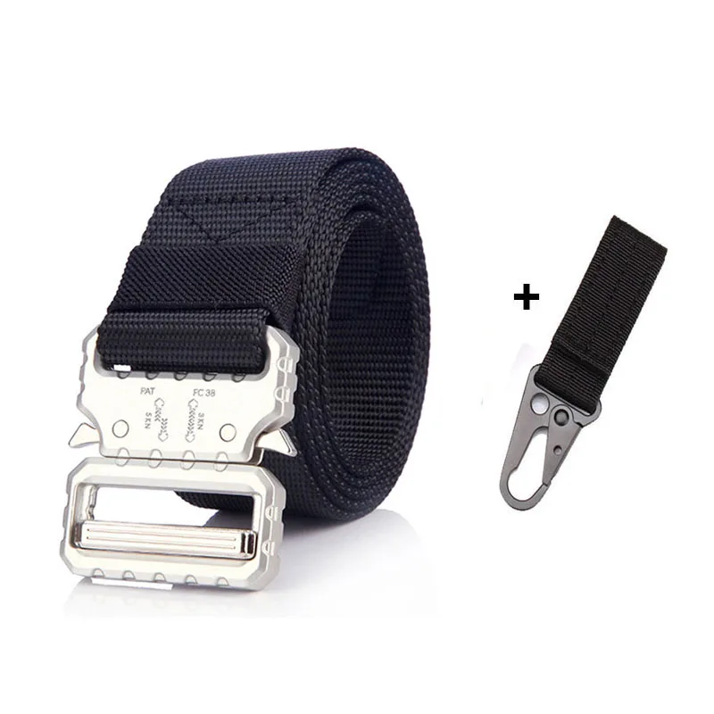 belt and 1 hook Тактический ремень с металлической пряжкой нейлоновый ремень армейский мужской сверхмощный военный ремень регулируемые уличные боевые тренировочные принадлежности для охоты - Цвет: belt and 1 hook