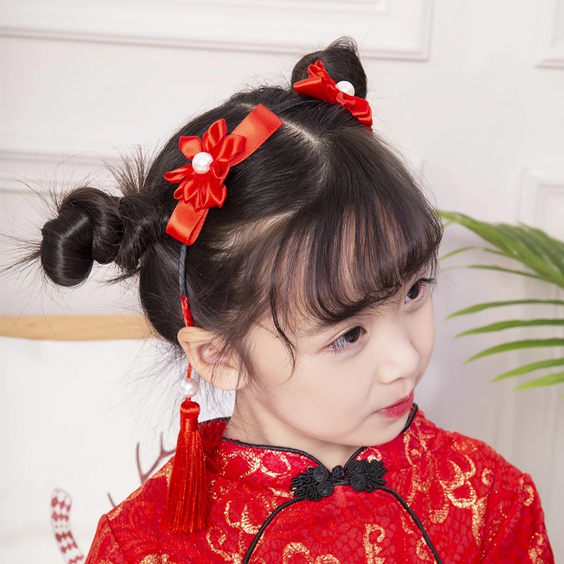 Детская повязка на голову с бахромой ручной работы цветочным принтом жемчужный