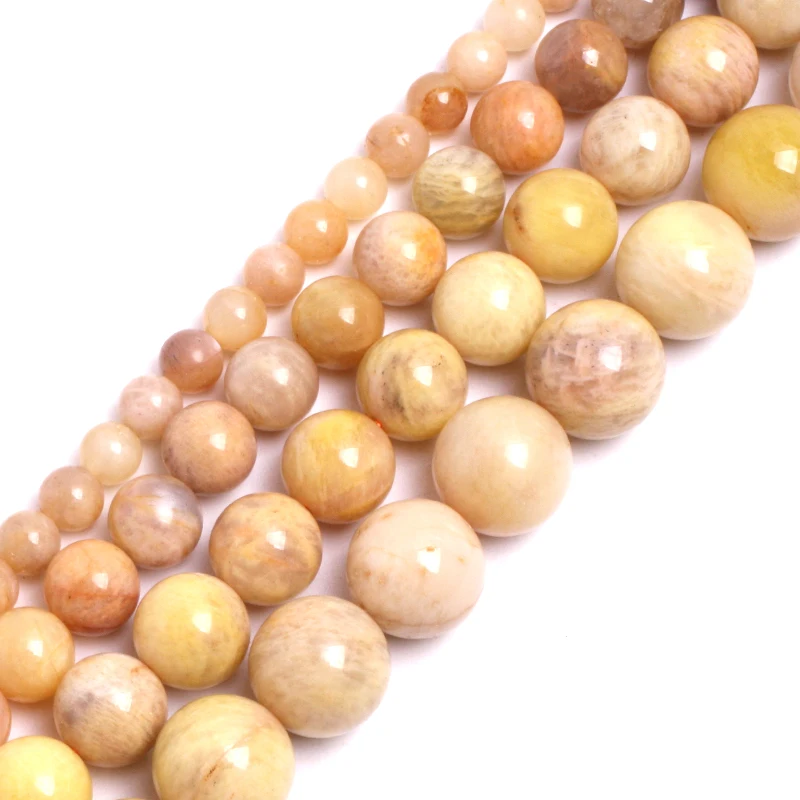

stone yellow sunstone 6-12mm Wholesale Natural round Beads For Jewelry Making strand 15inch Simi-preious Gem stone bead