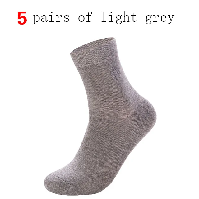 5 pairs light gray Подарок Носки сахарной ваты для Для мужчин платье Pier Polo Высококачественная брендовая одежда Носки, цвет: черный, серый, белый, Бизнес вышивка Для Мужчин's Носки поло meais - Цвет: 5 pairs light gray
