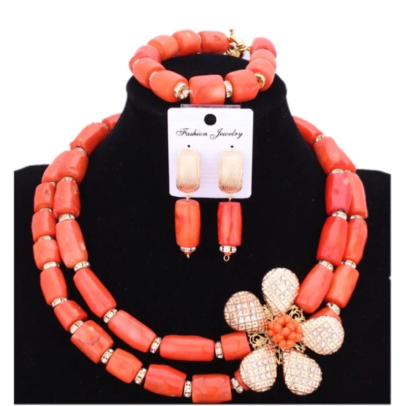 Новейшие природы набор бижутерии коралловый мода Свадебный костюм африканские