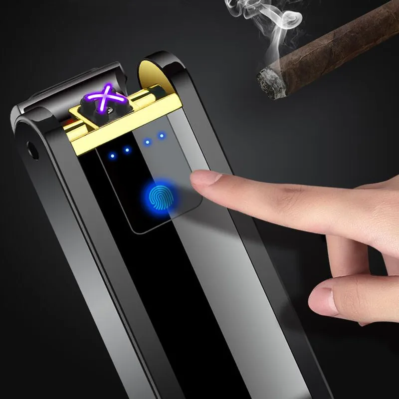 Ветрозащитная USB зажигалка беспламенная плазменная с сенсорным датчиком без