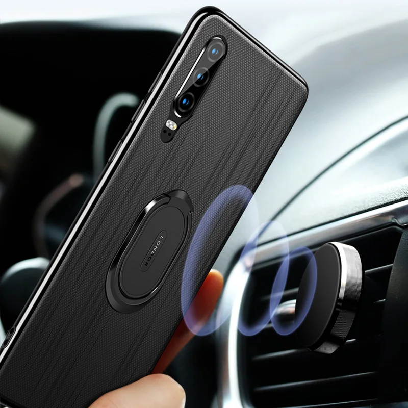 For Huawei P30 Lite Case Cover Luxury Leather Magnetic Ring Stand Holder Phone Nova 4e Back Coque |