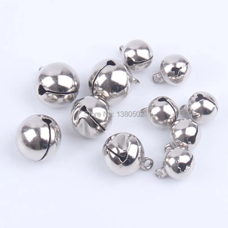 

100pcs/lot 11mm silver Color Metal Jingle bell Loose Beads Festival Party Ornament DIY Craft Christmas Tree Decoration