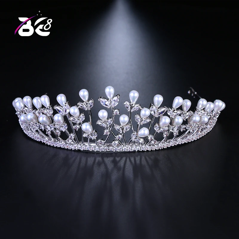 

Be 8 Wedding Bridal Pearl Crown Women Fashion Jewelry Hair Accessories Copper White Gold Color Bijoux Cheveux Tiara De NoivaH119