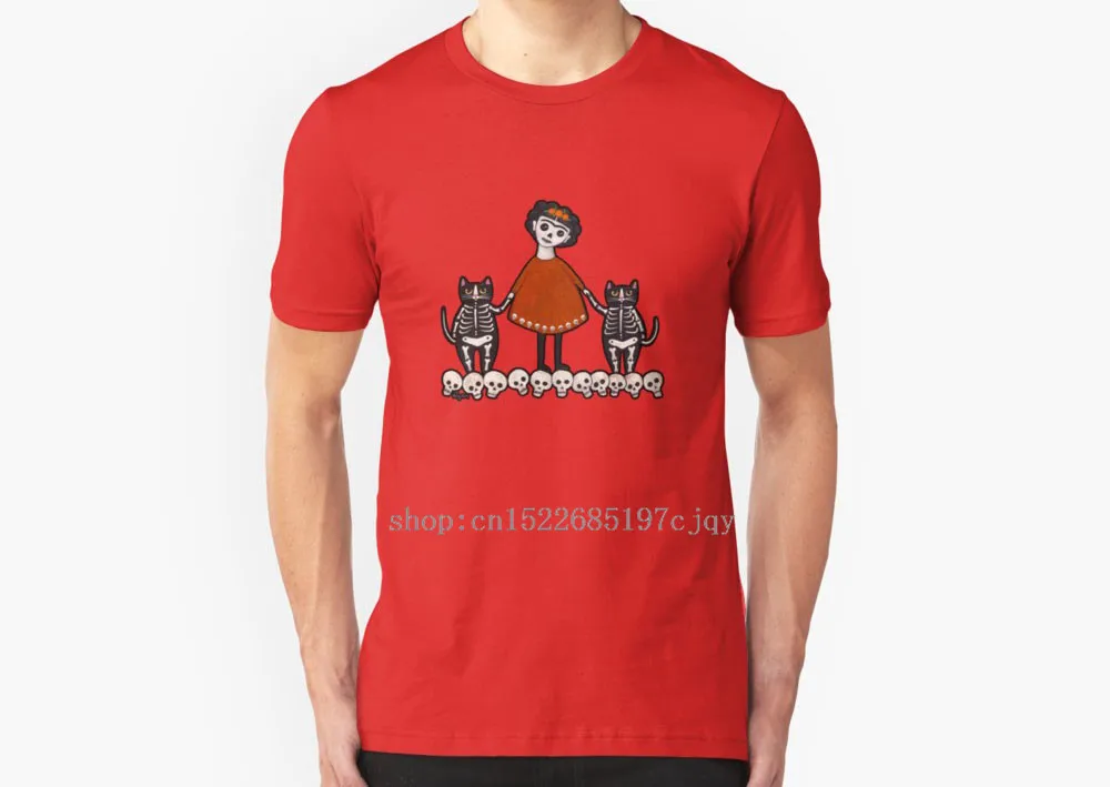 Новый Frida и ее Skellie кошки Для мужчин хлопковая футболка с короткими рукавами
