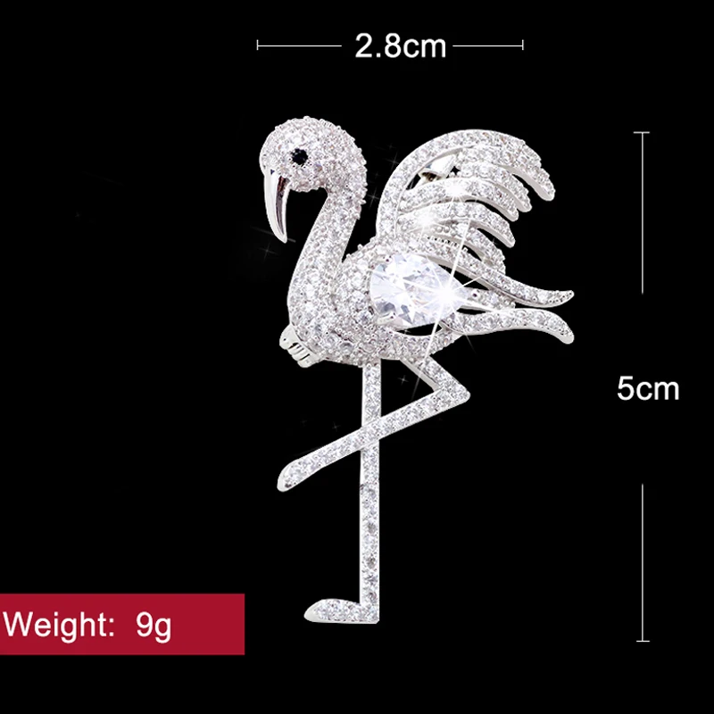 Женская брошка с прозрачным кристаллом Flamingo модная красивая со стразами и
