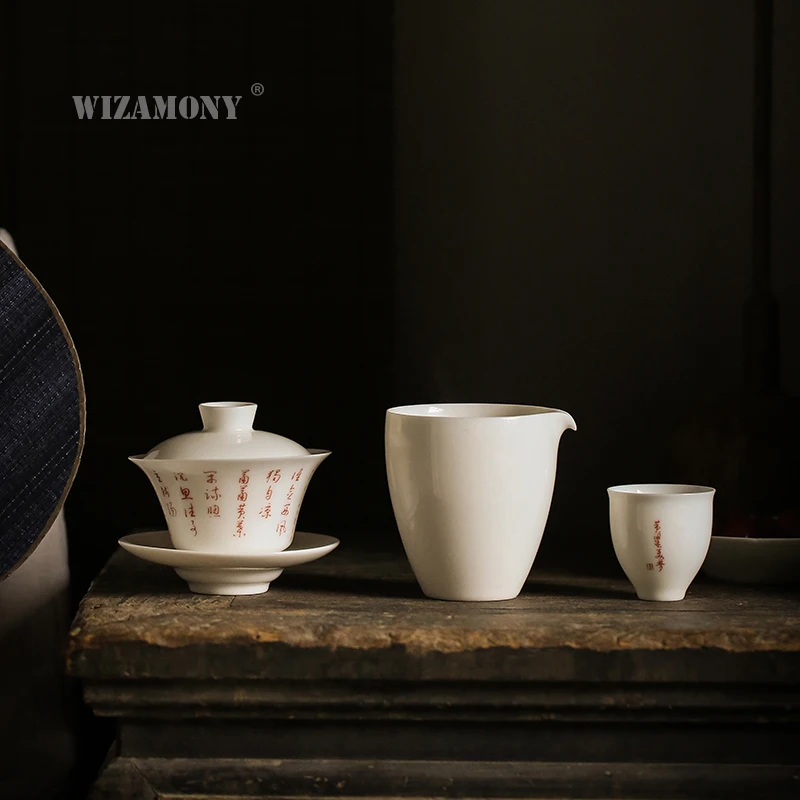 

1pcs Chinese Jingdezhen White Ceramic Jade Fair Mug 160ml Cha Hai Teapot Tea ware Kung Fu Tea Set Ceramic for puer Oolong