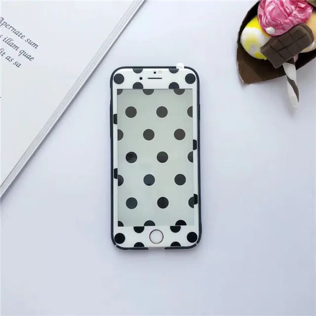 Модная Черная защитная пленка Rlenda в горошек закаленное стекло для iPhone 6 6S 8 7 Plus 3D