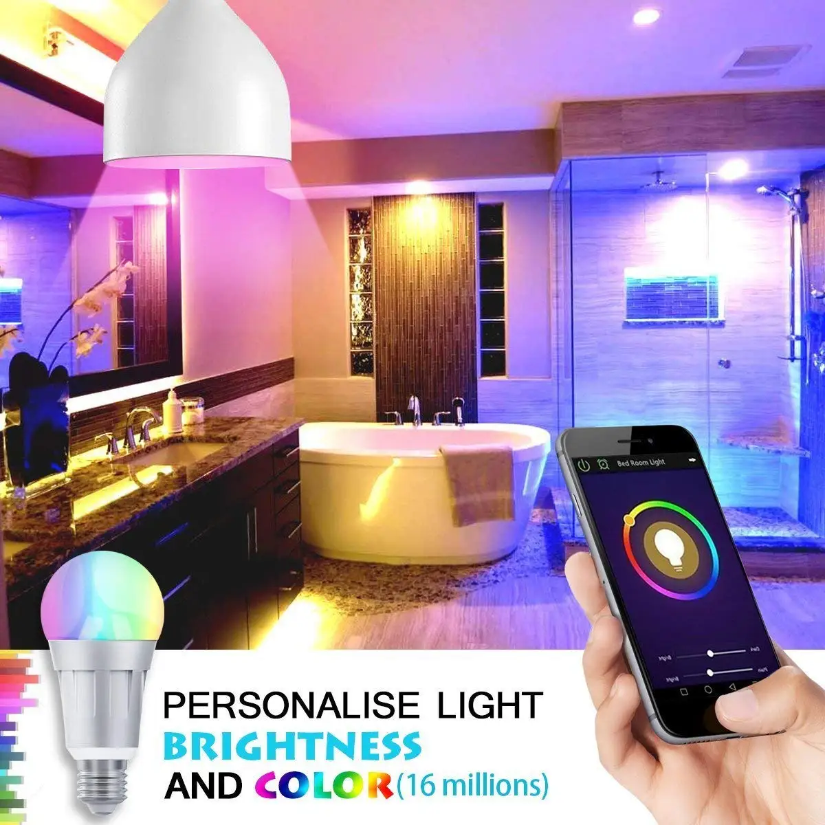 Подсветка умного Wi Fi лампы RGB с регулируемой яркостью Цвет атмосферу E27 совместим