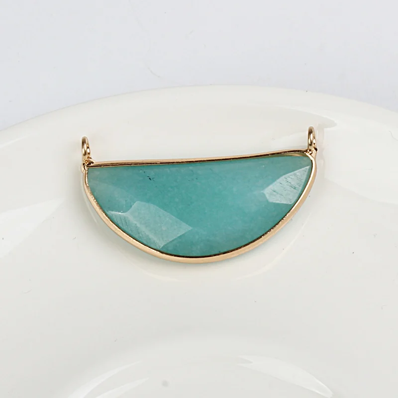 blue Beadsland Moon Shapped полукруглый натуральный камень кулон DIY ожерелье Модные украшения для женщин и девушек Подарок 38792 - Окраска металла: blue