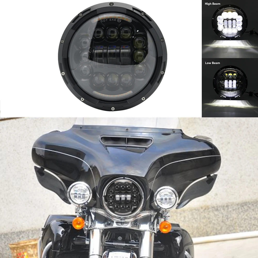 Новый 7 дюймовый круглый Moto rcycle проектор LED &quotголовной светильник с Halo &amp DRL