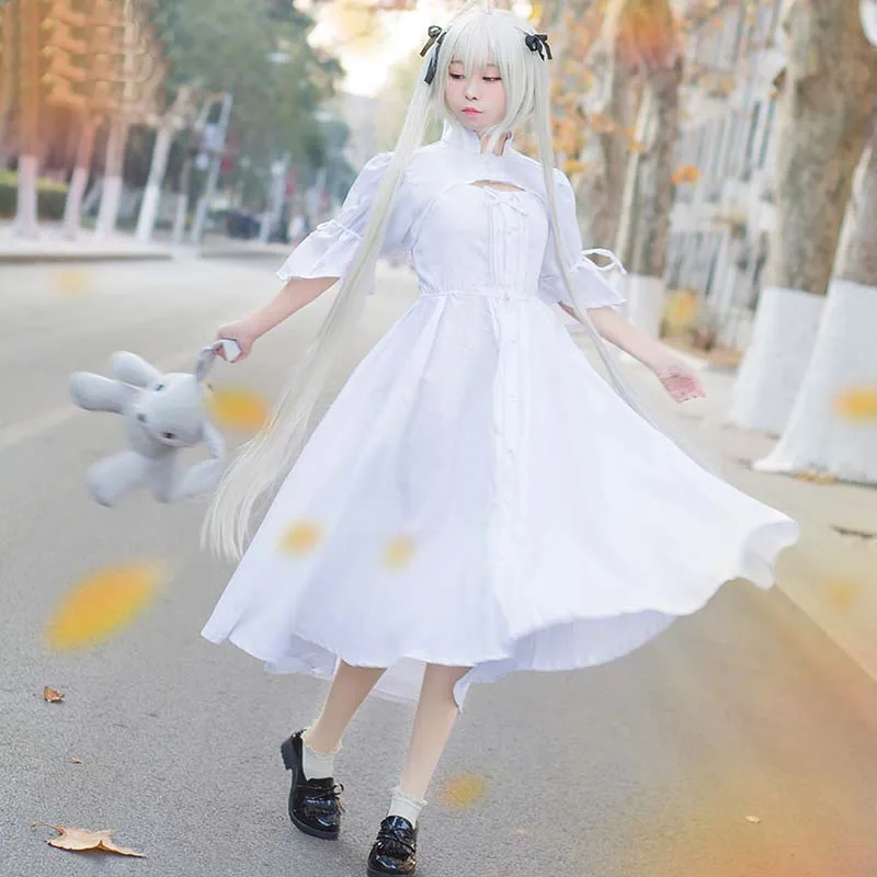 Высокое качество аниме маскарадный костюм kasugano Sora платья Yosuga no Косплей Сора Белый Лолита костюмы на заказ с париком кролик