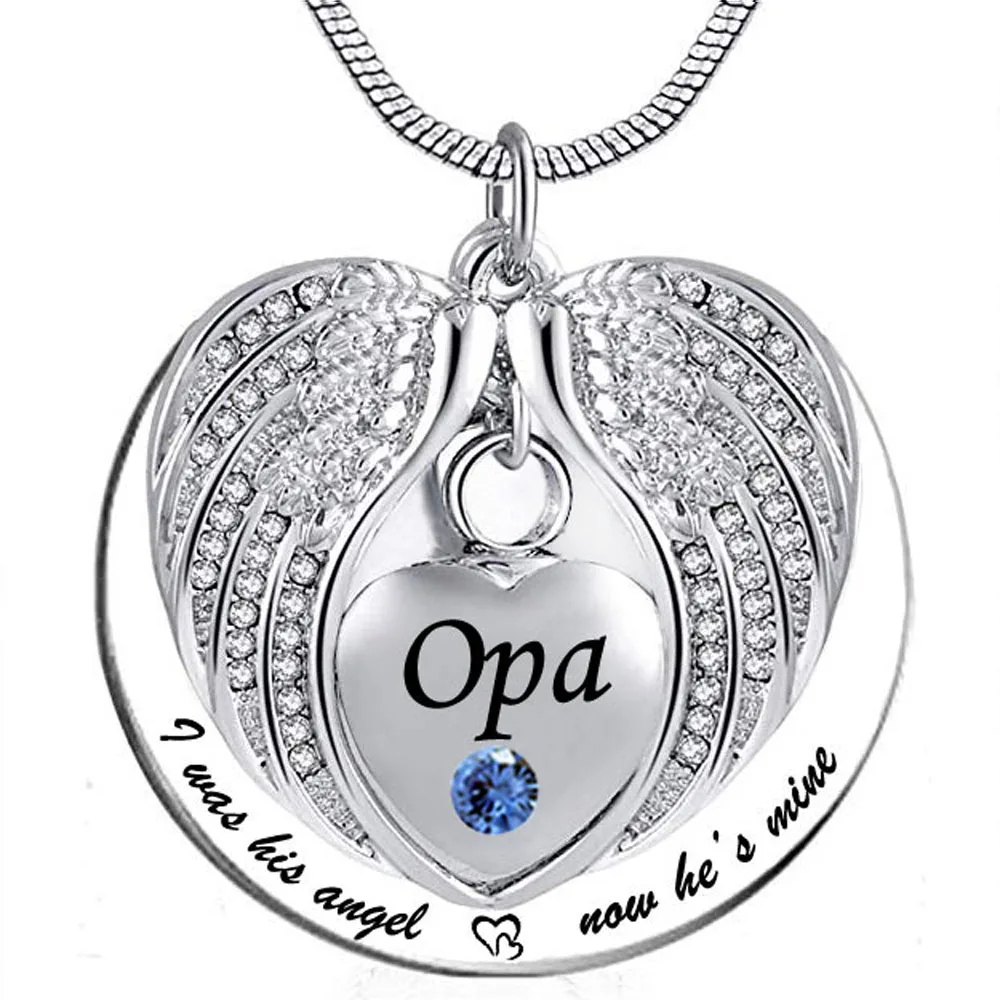 

Памятный сувенир с крыльями ангела, кулон в виде урны, ожерелье с камнем-талисманом и кристаллом, я был его/ее ангелом сейчас он/она моя-для Opa