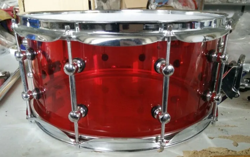 

14*6.5 inch acrylic snare drum with hole hoop 6MM thickness double skin