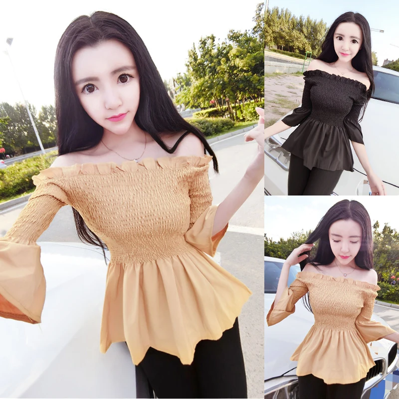 Блузка женская желтая черная с рукавом фонариком|blouse off|off shoulder blouseshoulder blouse |