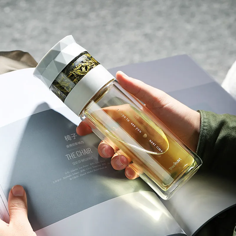 Стеклянная кружка для чая с двойными стенками чашки Хрустальная бутылка воды