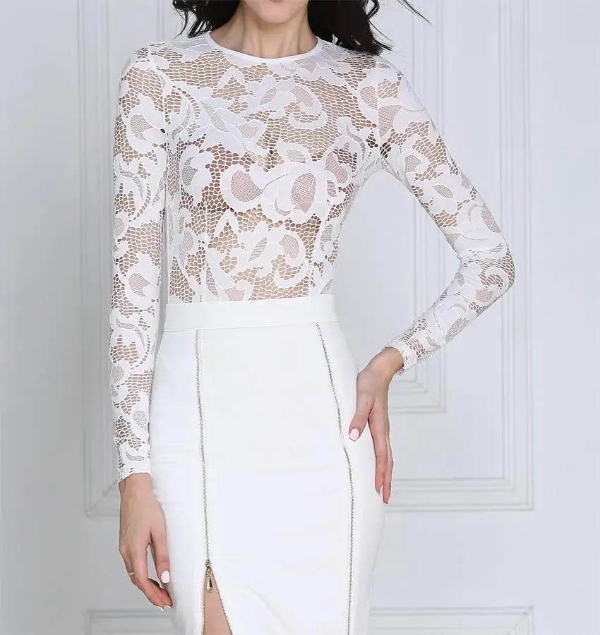 Черное Кружевное боди с длинным рукавом|long sleeve|black lacelace lace |
