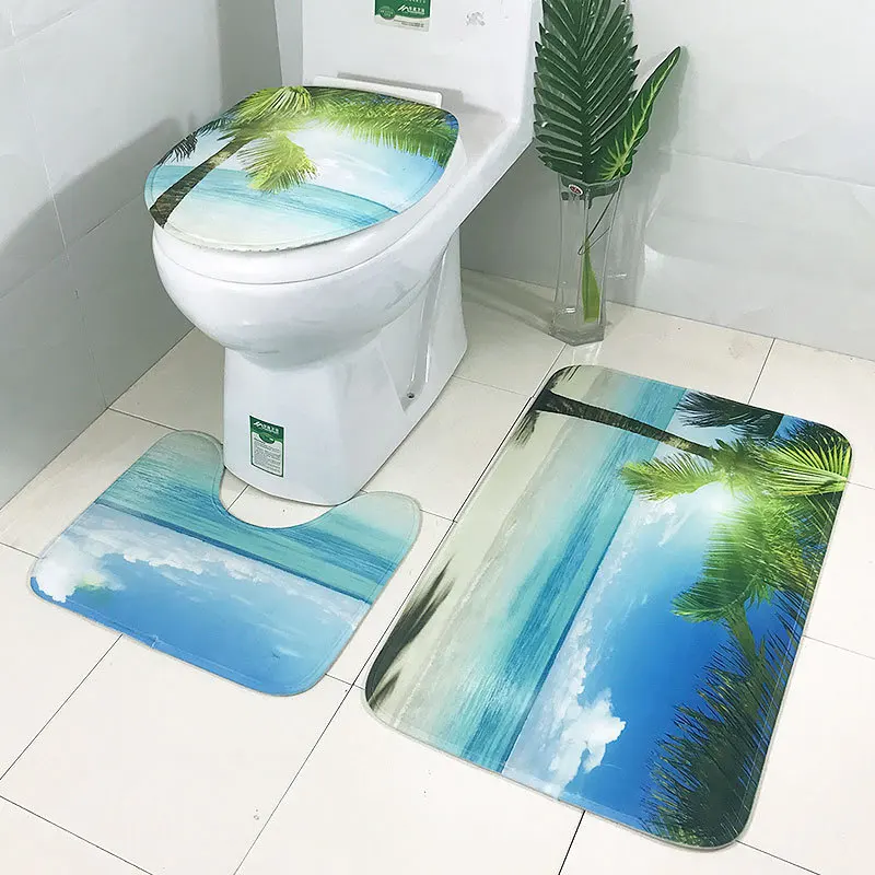 

Zeegle Undersea World Printed Bath Mat Carpet Bathroom 3Pcs Bathroom Mat Non-slip Bathroom Floor Mats Absorbent Bathroom Rug