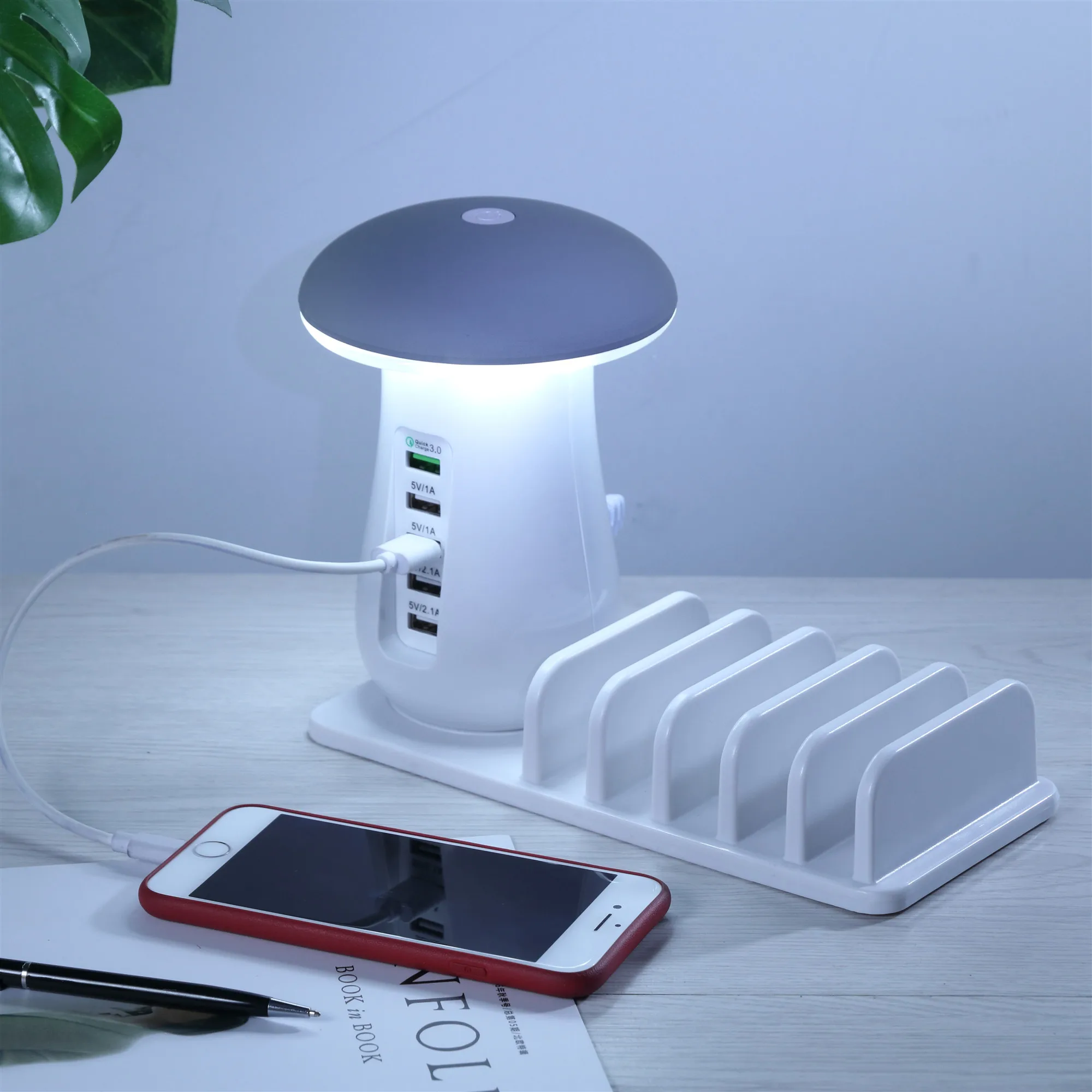 Несколько USB зарядное устройство для телефона, ночная лампа, зарядная станция, док-станция QC 3,0, быстрое зарядное устройство для мобильного телефона и планшета