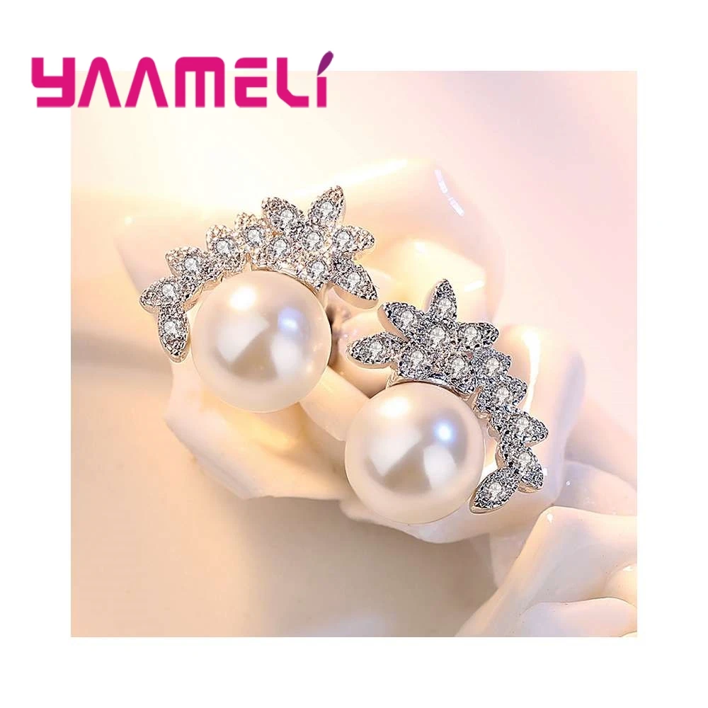 Бесплатная доставка модные серьги гвоздики с кристаллами и жемчугом для женщин