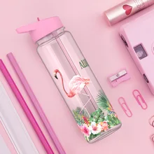 Bpa Free 750 мл Тритан Спортивная уличная соломенная бутылка для воды с принт Фламинго My Drink Juice ручка чайник Единорог