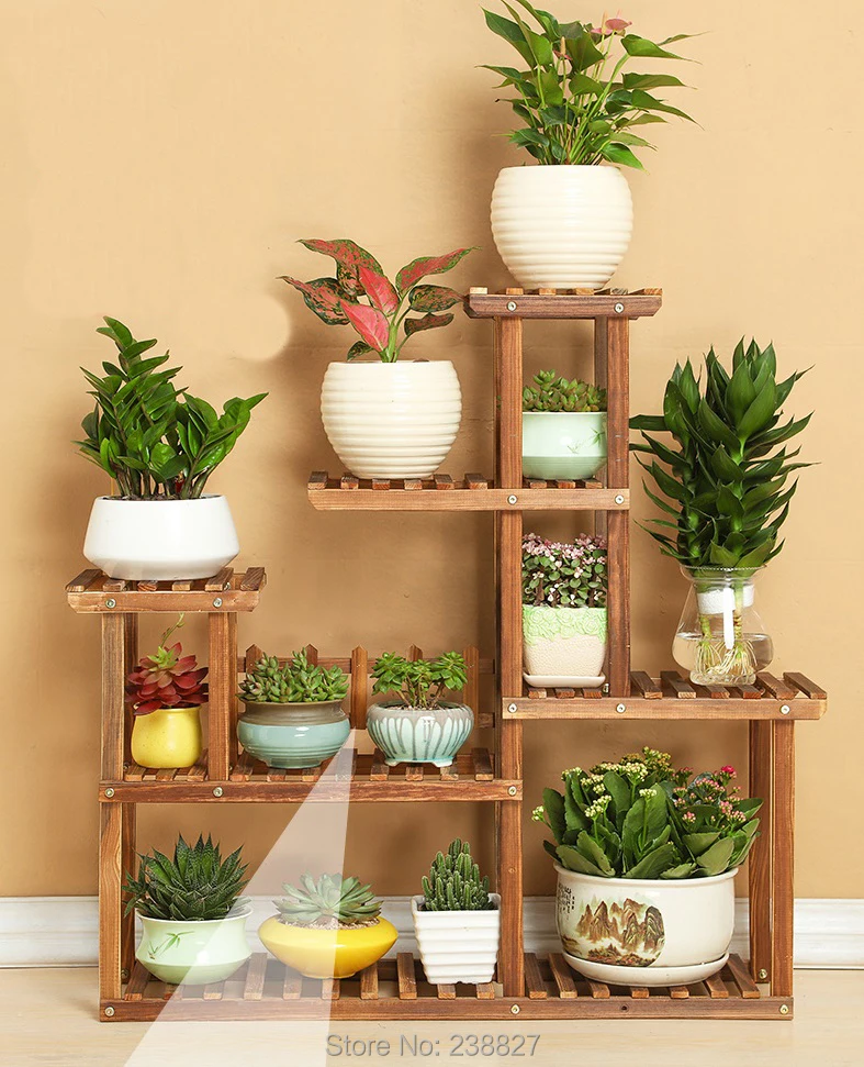 Полка для цветов из дерева 6 ярусов напольная подставка растений|flower rack|pot shelfshelf