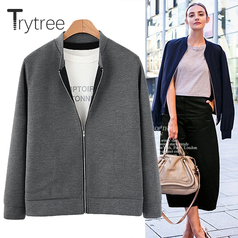 Trytree осенне зимнее пальто повседневная утепленная куртка на молнии Женская