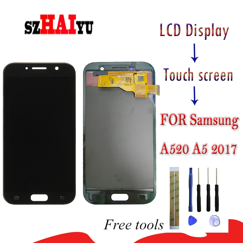 szHAIyu A520 LCD Display+Touch Screen For Samsung Galaxy A5 2017 A520f SM-A520F Brightness Adjustable With Tools | Мобильные