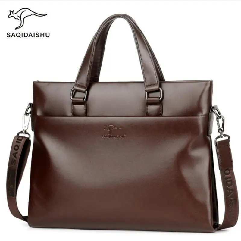 new Men briefcases leisure business Bag document quality PU formal work bags  large capacity handbag Male Messenger handbags