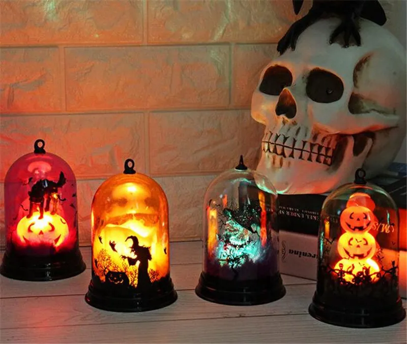 

10pcs Creative Pumpkin Light Fashion Halloween Decoration Desktop Battery Powered Witch Lamp Ornaments Gift For Kids