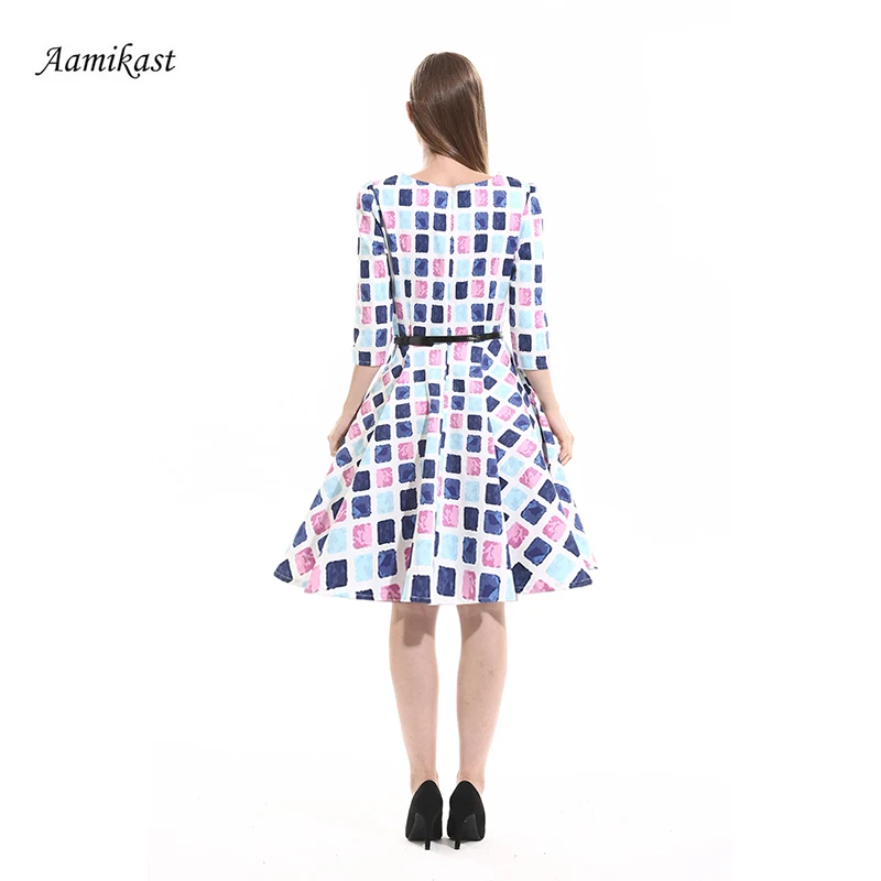 Женское офисное платье с круглым вырезом рукавом три четверти|fashion women dress|women