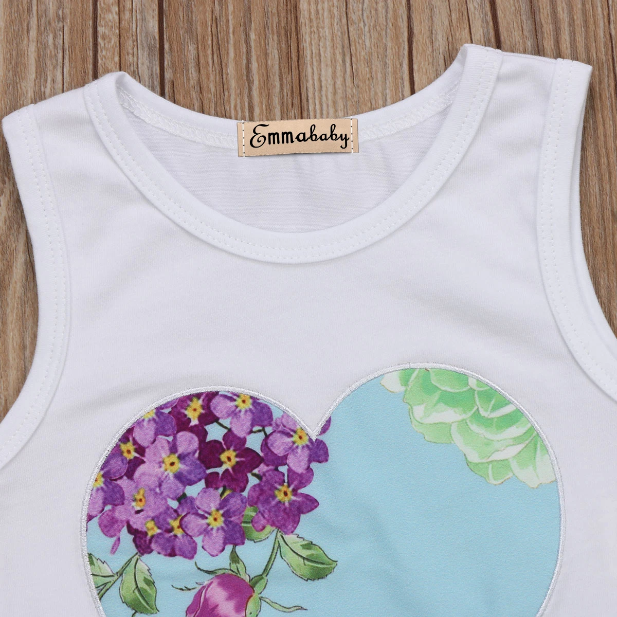 Комплект летней одежды для маленьких девочек из 3 предметов с цветочным рисунком