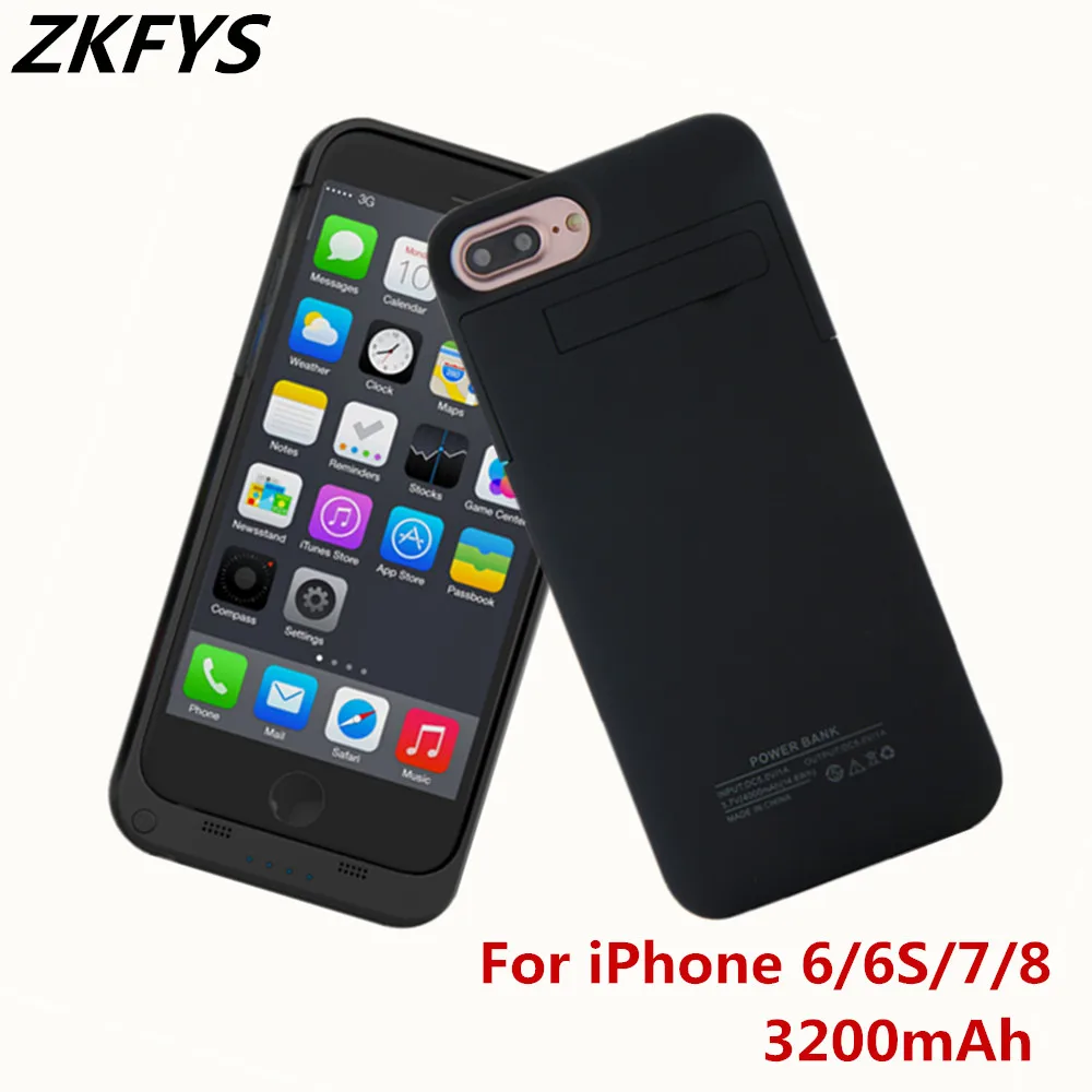 

ZKFYS 3200mAh Battery Charger Cases For iPhone 7 8 6 6s Power Bank Charging Case External Battery Powerbank Cover Holder Fundas