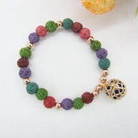 multi color lava beads and 16mm locket cage diy essential oil diffuser bracelet
