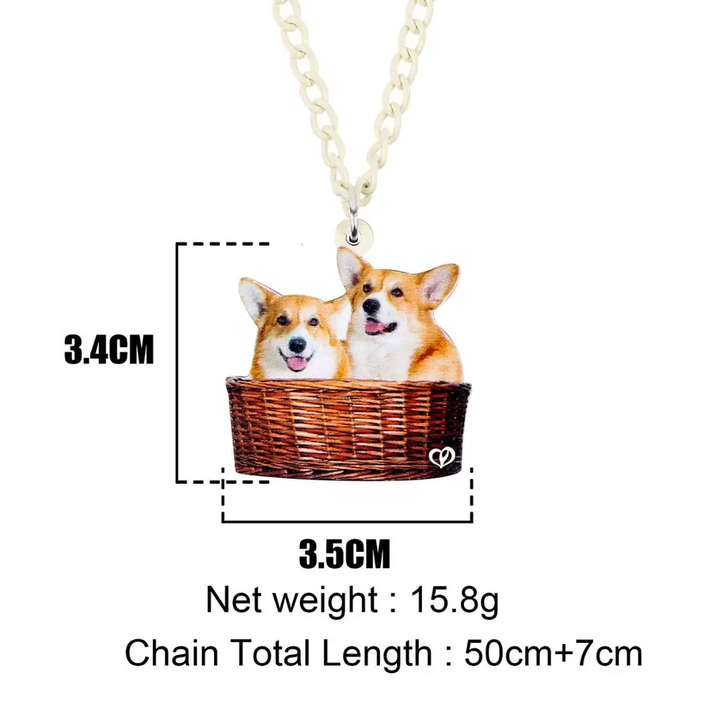 WEVENI акриловая искусственная кожа двойная Corgi цепь воротник забавные украшения